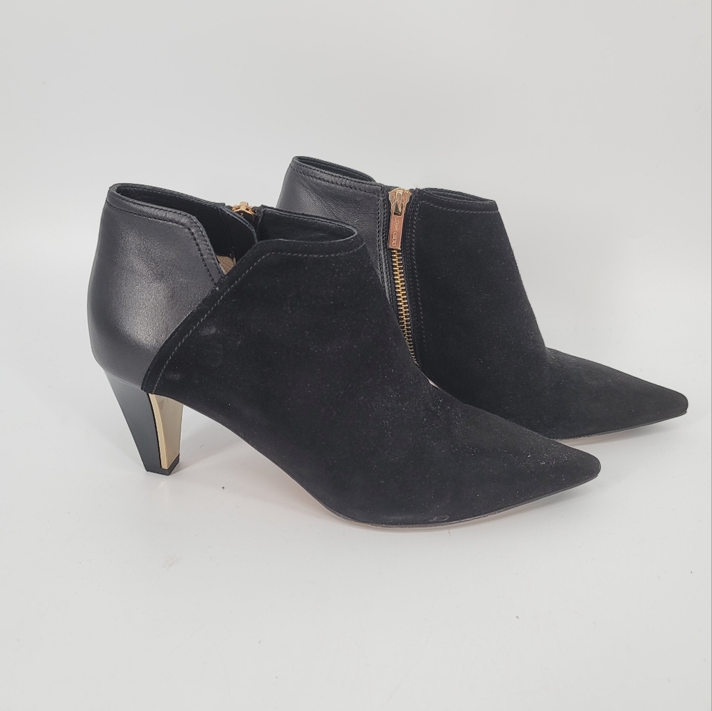 Jimmy Choo Harris Black Suede Booties Point Toe Size 38.5